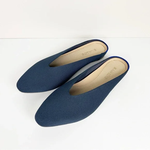Rothy’s The Almond Demi Mule Flats Navy Blue size 9.5 - Picture 2 of 6